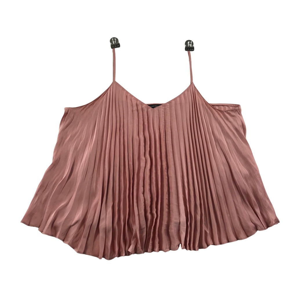 Banana Republic Pink Pleated Cami Top XXL V-Neck Adjustable Spaghetti Strap Tank